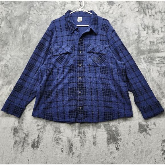 PINK Victoria's Secret Jacket Womens XL Blue Oversized Reverse Fleece Shacket - Picture 1 of 11